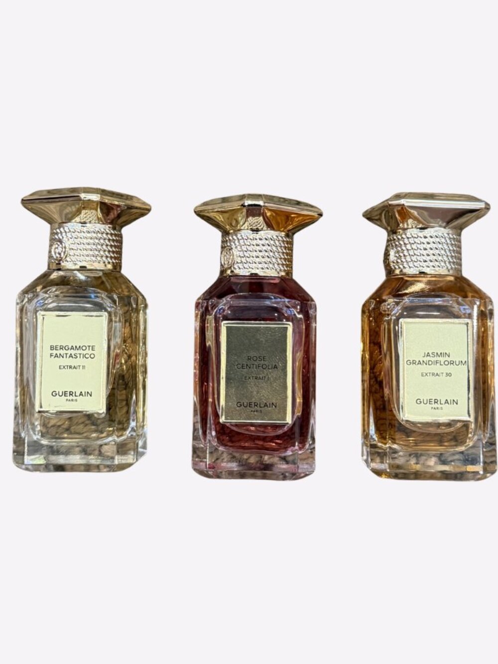 Guerlain Lot of 3 Extraits Bergamot Jasmin Rose 0.3 fl oz 10 ml Luxury Perfume